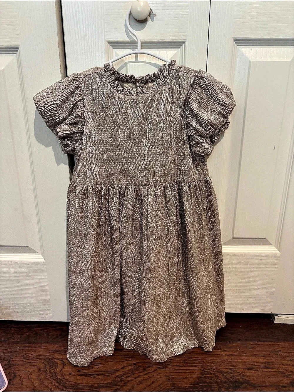 Kids' Shimmer Ruffle Sleeve Dress 8t
